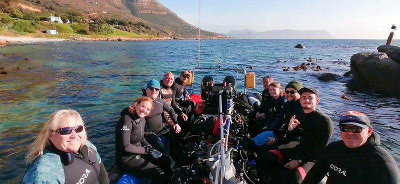 Divers getting ready to explore false bay underwater