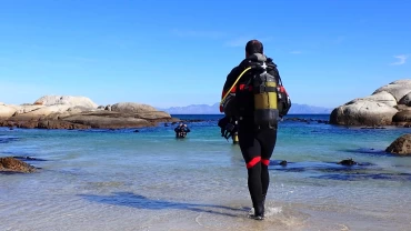 Shore diver at Windmill beach in Cape Town