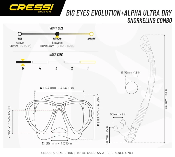 Cressi Big Eyes Evolution + Alpha dry snorkel combo